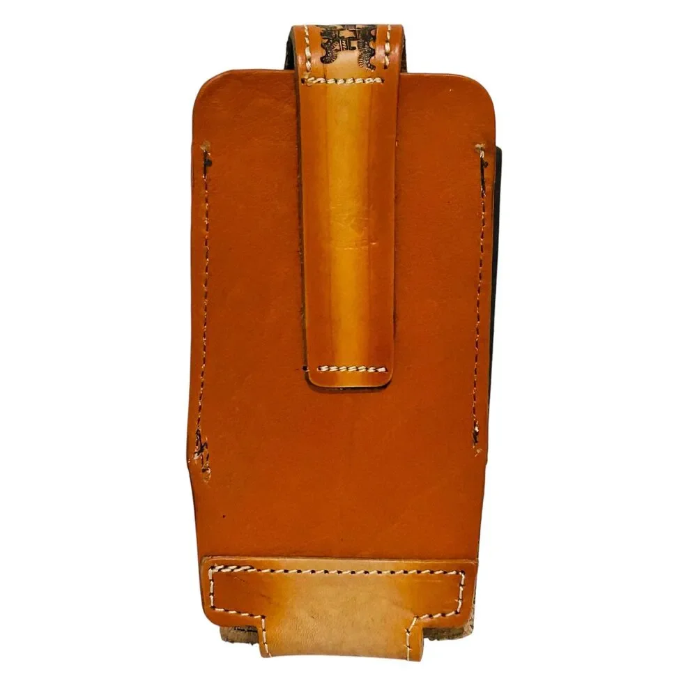 Western Leather cellphone holster, Tan Color - Funda de piel vaquera